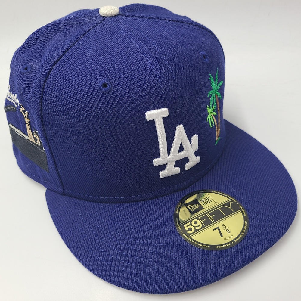 Los Angeles Dodgers Hat Fitted 7 5/8 New Era 59Fifty Blue Palm Trees Kobe Nipsey